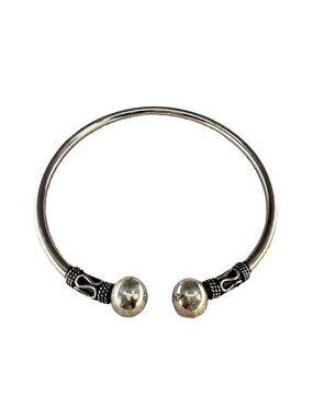 Vintage 925 Sterling Silver Open Cuff Ball Bracelet Bali Bangle Stamped 7.25g
